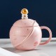 Cute Astronaut Mug With Lid And Spoon, Kawaii Cup Novelty Mug For Coffee, Tea And Milk, Mug Gift Pink 450ml/15oz