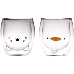 Double Wall Glass Cup - Cat and Duck Model 250ML/8.4OZ