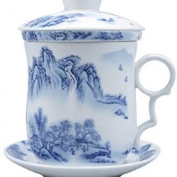 Chinese Landscape Painting Ceramic Teacup