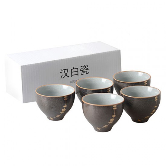 Handmade Ceramic Gongfu Teacups Of 5