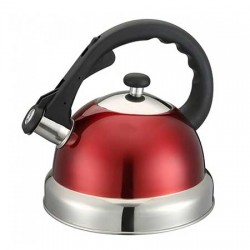 Red Stainless Steel Whistle Tea Kettle