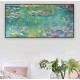 HwaGui Monet Canvas Wall Art - Water Lilies Poster - Monet Prints - Landscape Oil Painting Reproduction - Cool Wall Decor for Living Room Bedroom Office Unframed (12x24in/30x60cm)