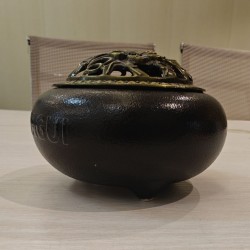 HwaGui Ceramic Incense Burner with Incense Stick Holder + Insulation use for Stick or Coil Incense, Sage Cones and Frankincense
