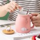  Cute Mug Kawaii Cup Ceramic Mug With Lid And Spoon For Tea Cup, Coffee Mug, Milk Cup, Cute Things Gift, Pink Cup 450ml/15oz