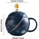 HwaGui Cute Astronaut Mug With Lid And Spoon, Kawaii Cup Novelty Mug For Coffee, Tea And Milk, Mug Gift Blue 450ml/15oz