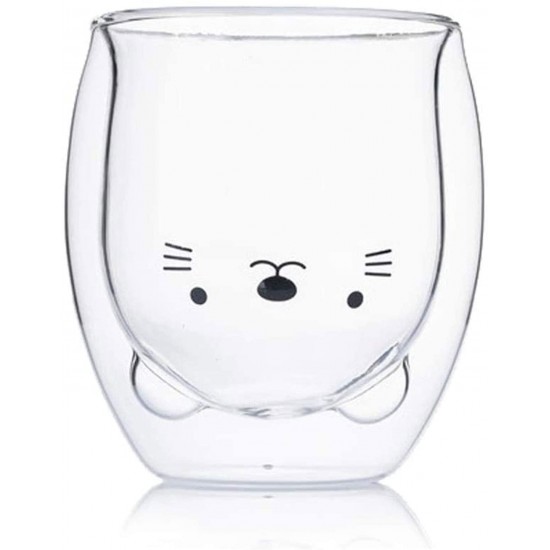 Double Wall Glass Cup - Cat Model 250ML/8.4OZ