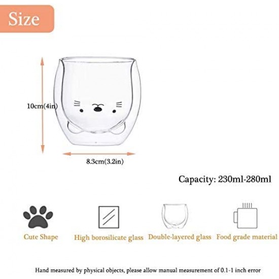Double Wall Glass Cup - Cat Model 250ML/8.4OZ