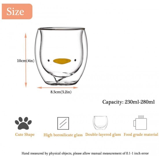 Double Wall Glass Cup - Duck Model 250ML/8.4OZ