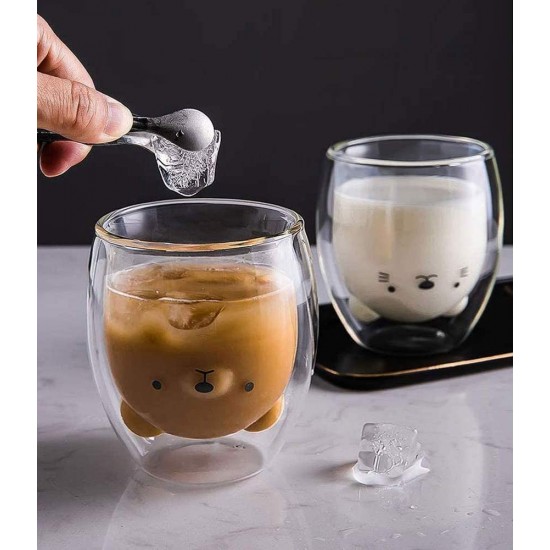 Cute Cup Double Wall Glass Mug, Glass Espresso Cup, Coffee Cup, Tea Cup, Perfect Birthday And Holiday Gift 250ML/8.4OZ -for sale online