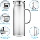 Hwagui - Heat Resistant Glass Pitcher with Stainless Steel Lid, Water Carafe with Handle, Good Beverage Pitcher for Homemade Juice and Iced Tea, 1200ml/41oz