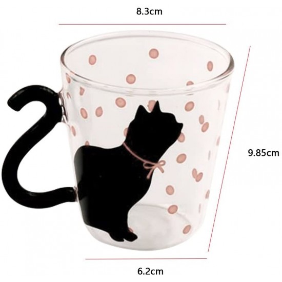 Cute Creative Cat Kitty Glass Mug Pink 