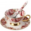 Small Floral Coffee Cup Set with Saucer and Spoon