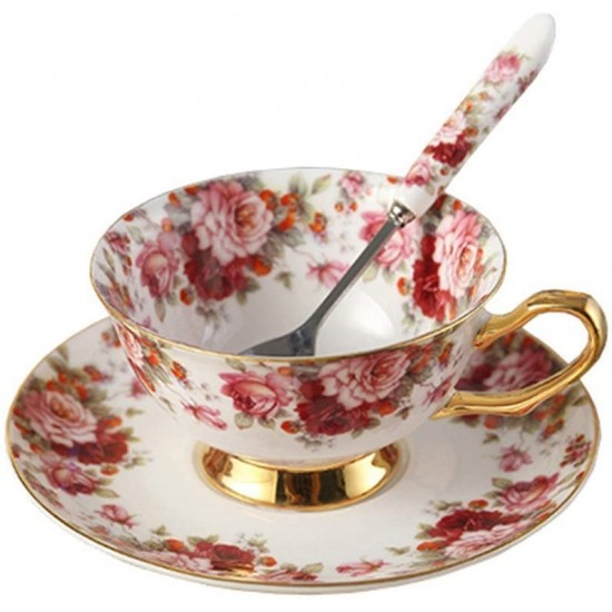 Small Floral Coffee Cup Set with Saucer and Spoon