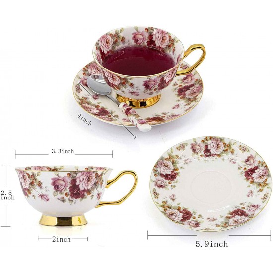 Small Floral Coffee Cup Set with Saucer and Spoon