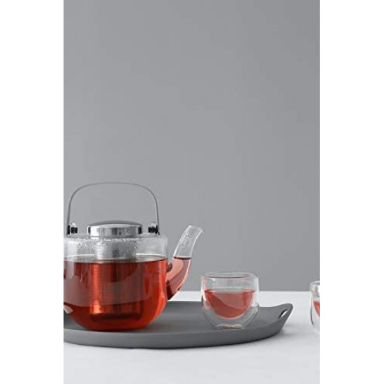 Infuser Steeper Kettle Set 4 Double Wall Teacups with Lid