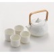 Japanese Classic White Ceramic Tea Set with 4 Cups