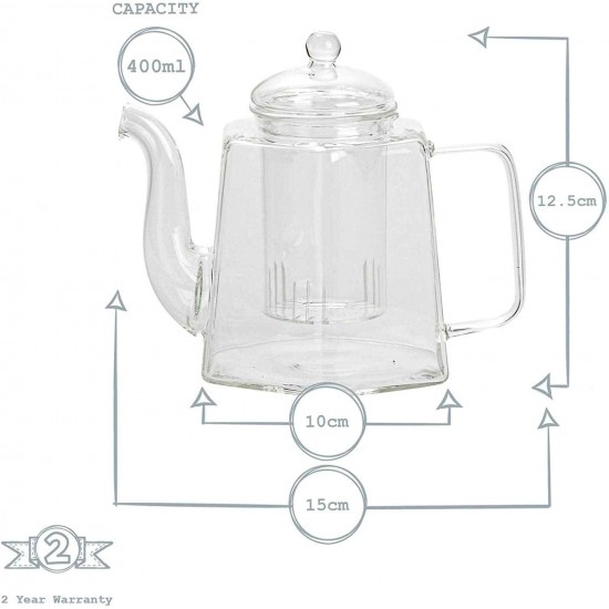 Clear Glass Teapot with Infuser 400ml