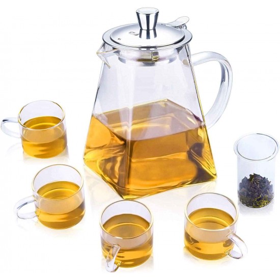 950ml Glass Teapot Set With 4 Tea Cups