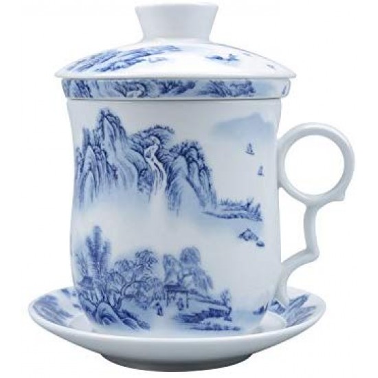 Chinese Landscape Painting Ceramic Teacup