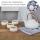 Grey Porcelain Teapot Set with 4 Cups