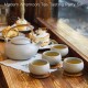 Grey Porcelain Teapot Set with 4 Cups