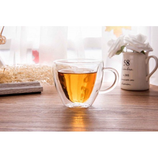 Heart Shaped Double Walled Insulated Glass Cup