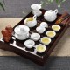 Chinese Ceramic Kung Fu Tea Set With Wood Tea Tray