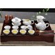 Chinese Ceramic Kung Fu Tea Set With Wood Tea Tray