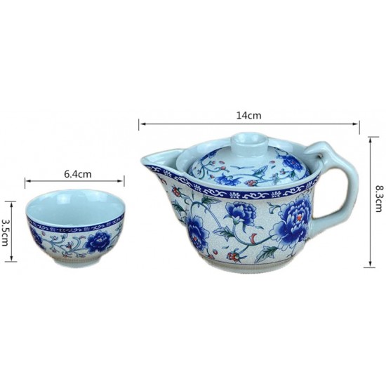 7 Piece Blue and White Porcelain Kung Fu Tea Set