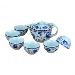 7 Piece Blue and White Porcelain Kung Fu Tea Set