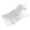 Wave Shape Bone China Coffee Cup with Saucer Set