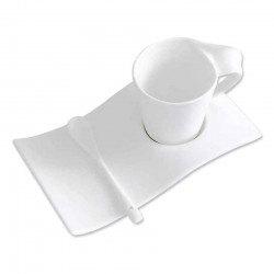 Wave Shape Bone China Coffee Cup with Saucer Set