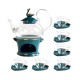 European Flower Tea Set with Candle Warmer