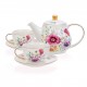 White Porcelain Teapot with 2 Cups and Saucers Set