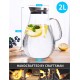 Large Glass Water Pitcher with Lid 2000ml/68oz