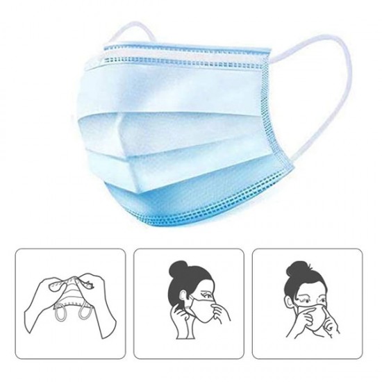 10Pcs Disposable Three-Layer Masks Blue