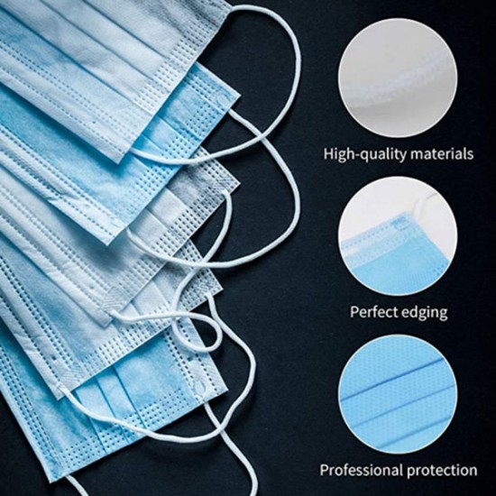 100Pcs Disposable Three-Layer Masks Blue