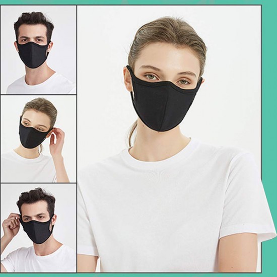 Anti-Dust Black Cotton Face Mask 2Pcs