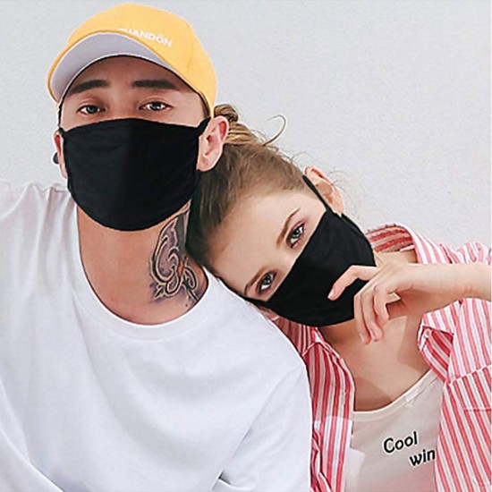 Anti-Dust Black Cotton Face Mask 2Pcs