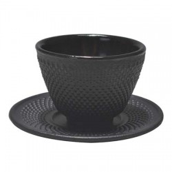 Black Nail Cast Iron Tea Cup With Saucer