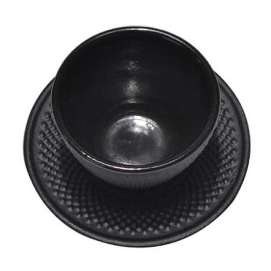 Black Nail Cast Iron Tea Cup With Saucer