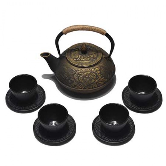 Black Nail Cast Iron Tea Cup With Saucer