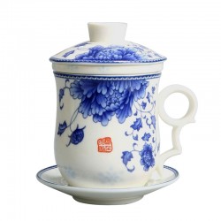 Chinese Blue And White Ceramic Tea Cup Chrysanthemum