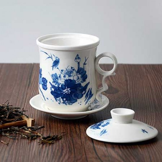 Lotus Pattern Blue And White Ceramic Tea Cup