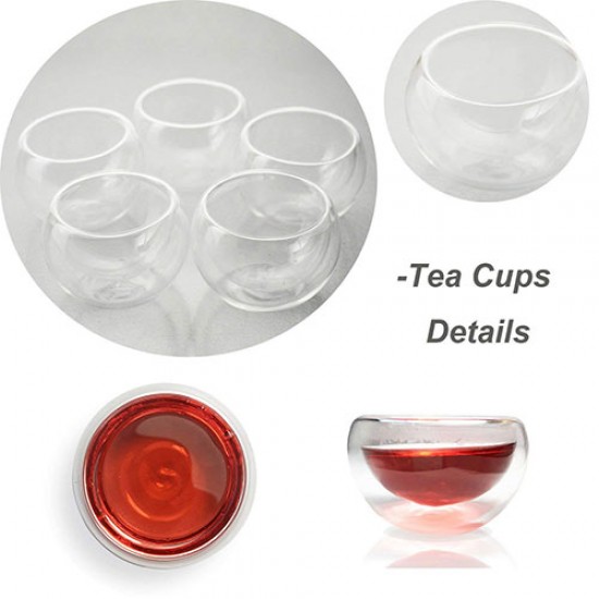 Double Wall Glass Gongfu Teacups Set