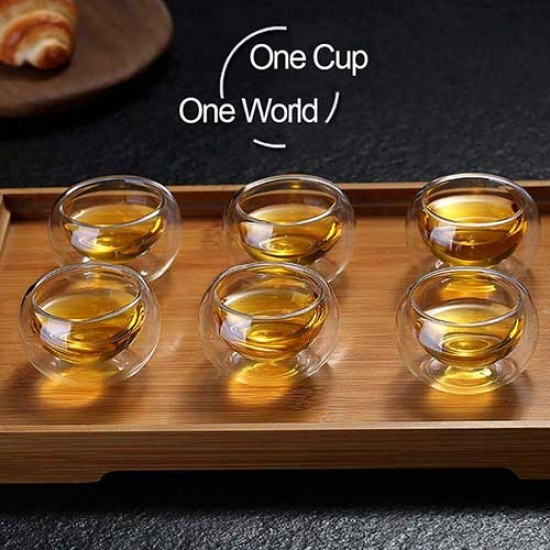 Double Wall Glass Gongfu Teacups Set