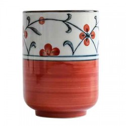 Red Flower Japanese Ceramic Tea Cup