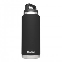 Black Stainless Steel Water Bottle With Tripehaul Cap 36oz