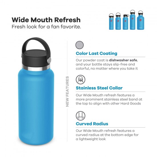 Black Wide Mouth Stainless Steel Water Bottle With Leak Proof Flex Cap 20oz