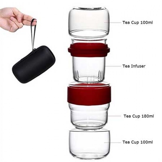 Mini Travel Glass Tea Cups Set